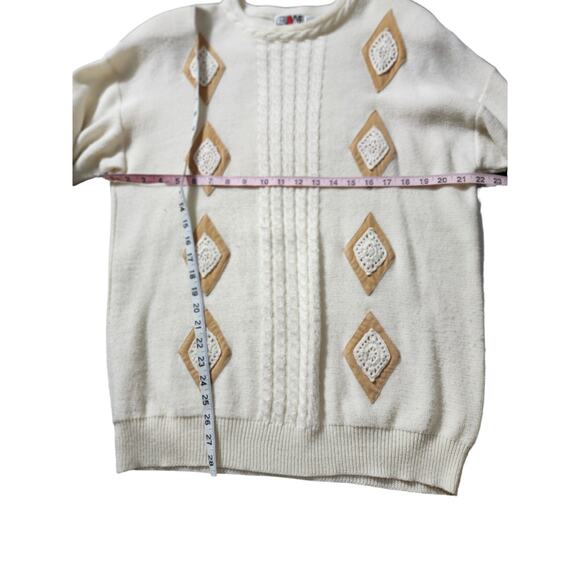 L'eau Vive Women's Timeless Retro Boho Wool Blend Minimalist Crochet Sweater L - Picture 3 of 4